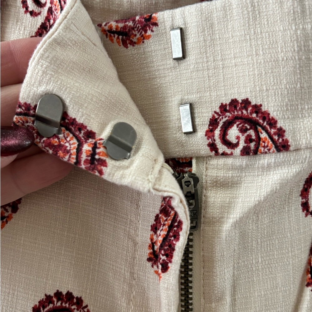 LOFT Cream Pants with Red Paisley Print - Picture 4 of 8